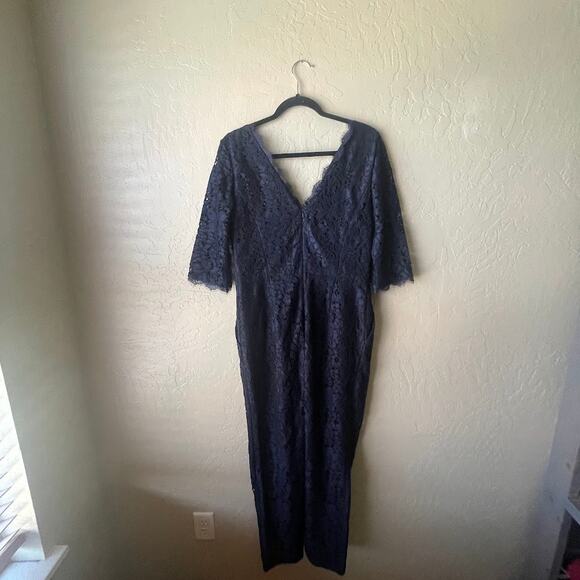 Elevenses Navy Blue Lace V-Neck Jumpsuit Women's - Size 12 - Picture 2 of 11